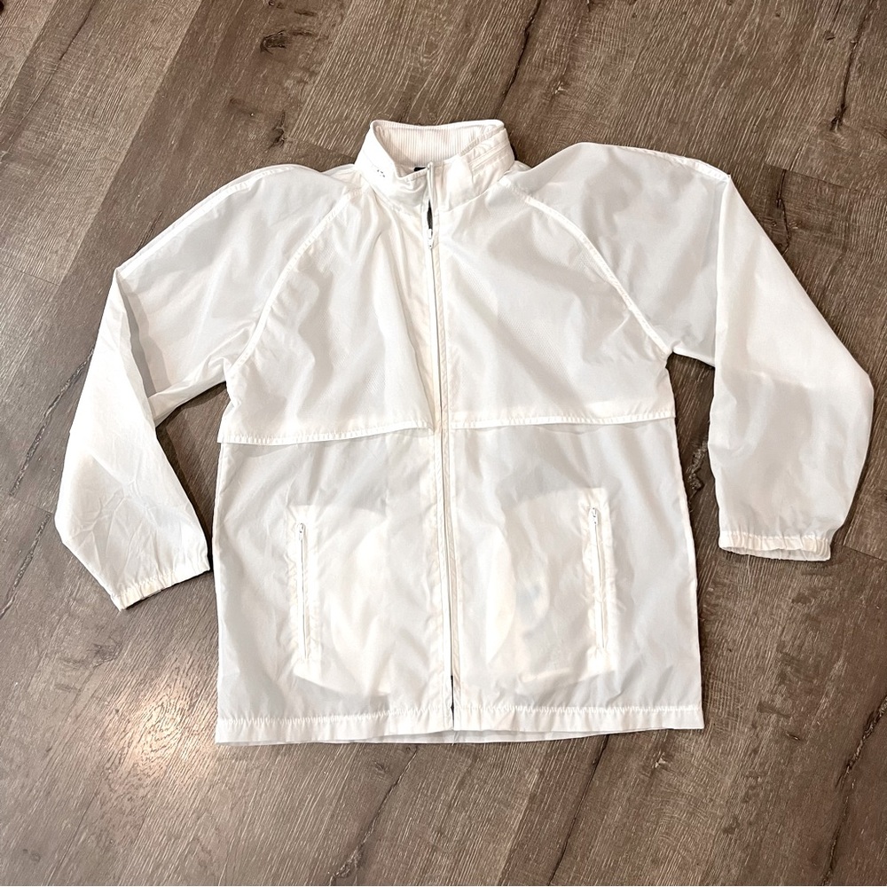 Vintage J Blair Women’s White Hooded Nylon Jacket Zip Hiking Packable Me…